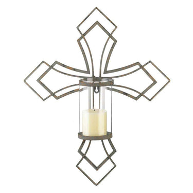 Contemporary Cross Candle Wall Sconce - The Fox Decor